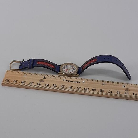 Vintage McKids Stainless Steel Back Japan Movt Blue Red Polkadot Time Child's - Picture 7 of 12